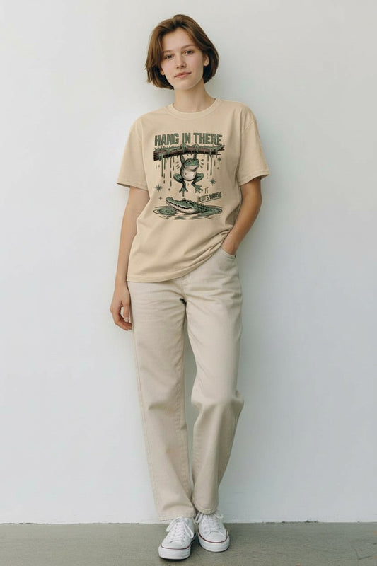 Hang in There Frog T-Shirt | Humorous Frog Illustration, Gets Worse Design