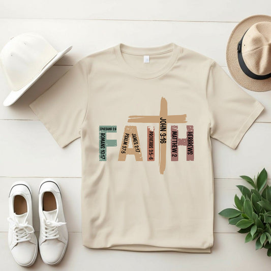Faith Inspired Women T Shirt Scripture Cross Design