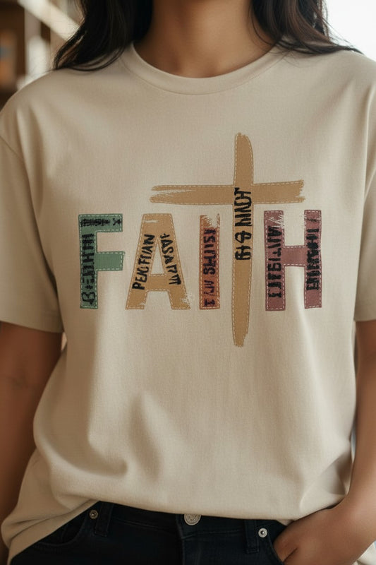 Faith Inspired Women T Shirt Scripture Cross Design